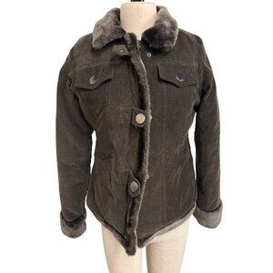XL Collections Womens Faux Fur Trim Corduroy Jacket XL